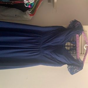 Floor length navy bridesmaid dress